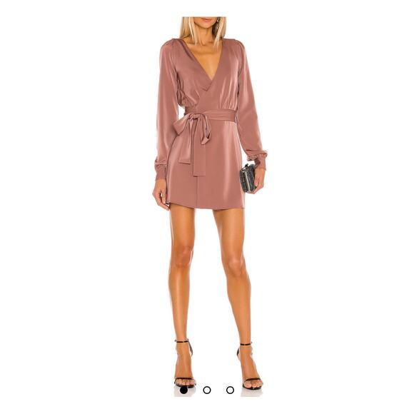 NWT with small flaw NBD Revolve pink wrap mini dress - Picture 1 of 6